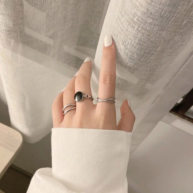 Set 3 nhẫn bạc đeo khớp ngón tay phong cách Hàn Quốc
