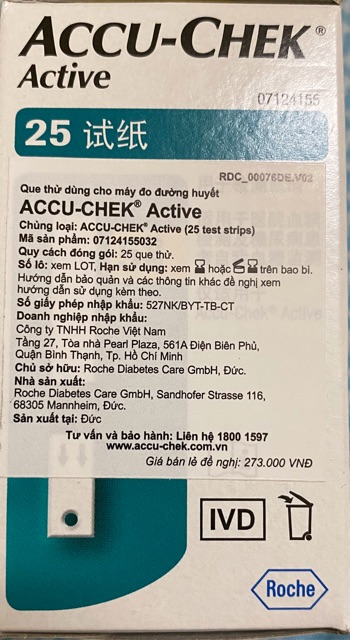 ✅ ACCU CHEK ACTIVE 25 que hoặc 50 que - Que thử đường huyết chính hãng Accu-chek Active