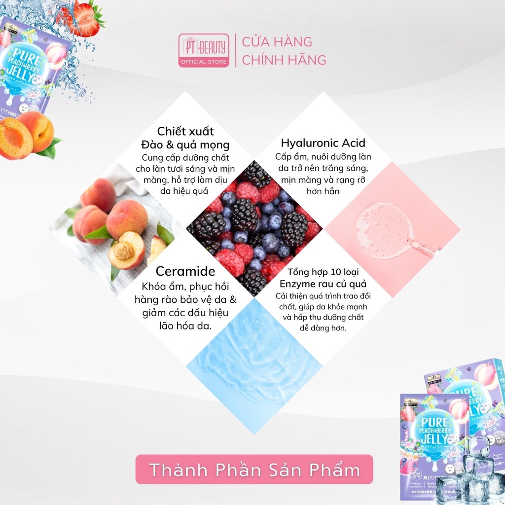 Lẻ 1 miếng Mặt nạ thạch jelly đào SEXYLOOK Pure Peach & Berry Jelly Mask dưỡng trắng da 38ml