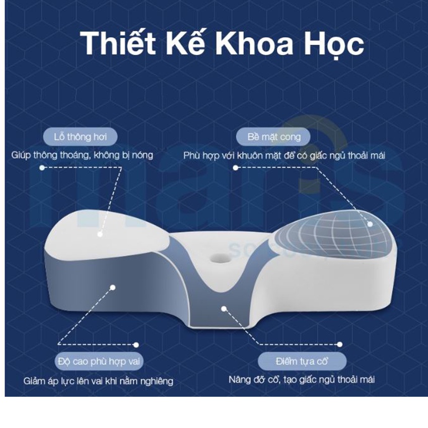 Gối công thái học EMA - Chống đau mỏi vai gáy, ngủ ngáy, dễ vào giấc - Thiết kế riêng cho nằm ngửa và nằm nghiêng - ATZ