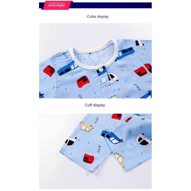 Bộ Đồ Ngủ Vải Cotton Họa Tiết Đáng Yêu Thời Trang Mùa Hè Cho Bé