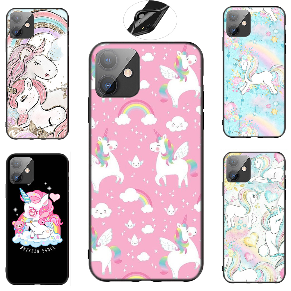 iPhone XR X Xs Max 7 8 6s 6 Plus 7+ 8+ 5 5s SE 2020 Casing Soft Case 52LU flower Unicorn mobile phone case