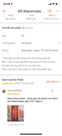 Sốt Mayonnaise 1kg 85k