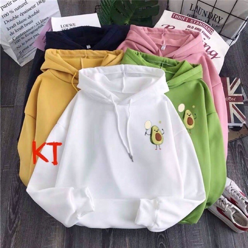 áo hoodie nỉ bông logo quả bơ