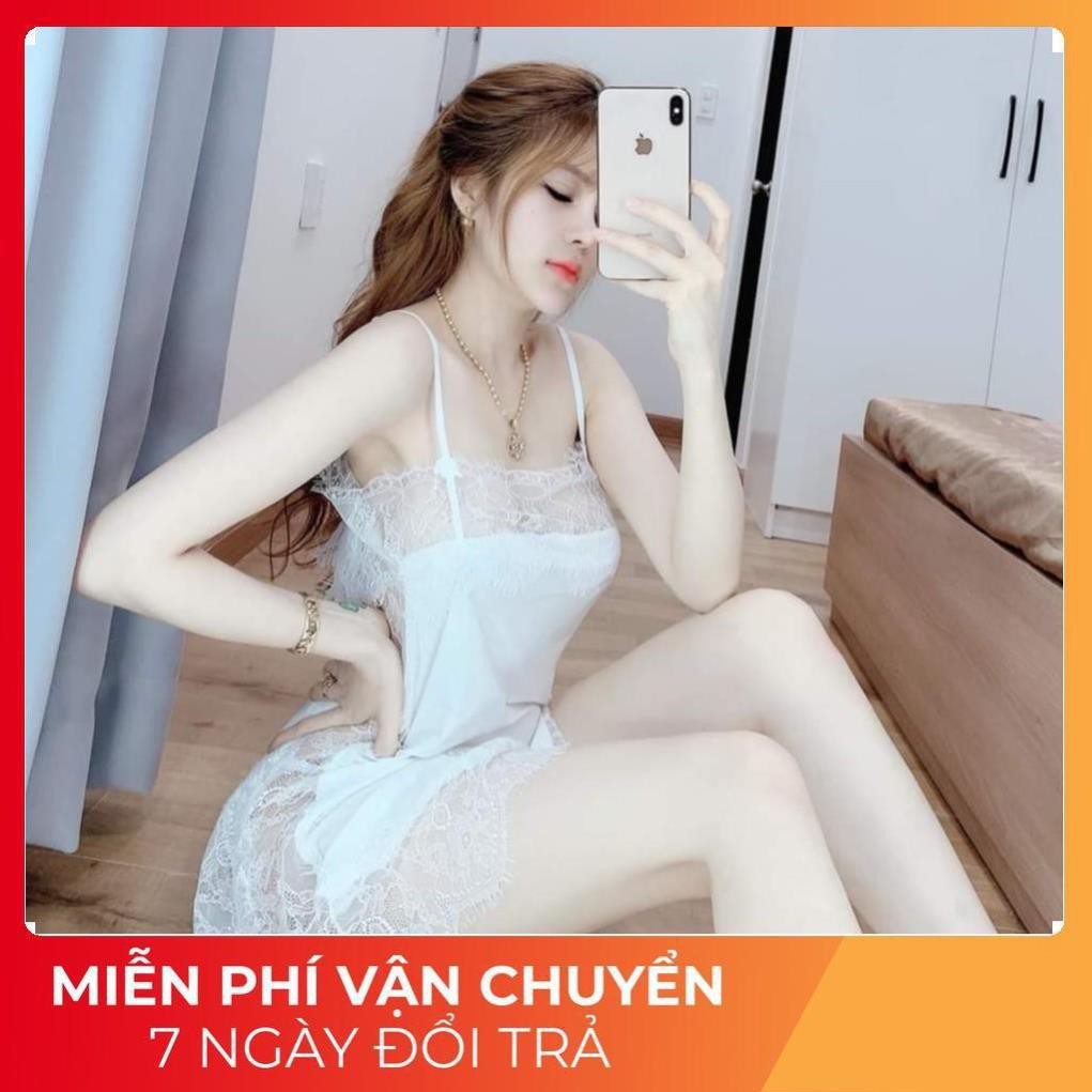 Đầm Ngủ Sexy, Đầm Ngủ Nữ Vải Quảng Châu  Satin Chất Siêu Mát Dáng Siêu Xinh <60Kg VAYRENMI