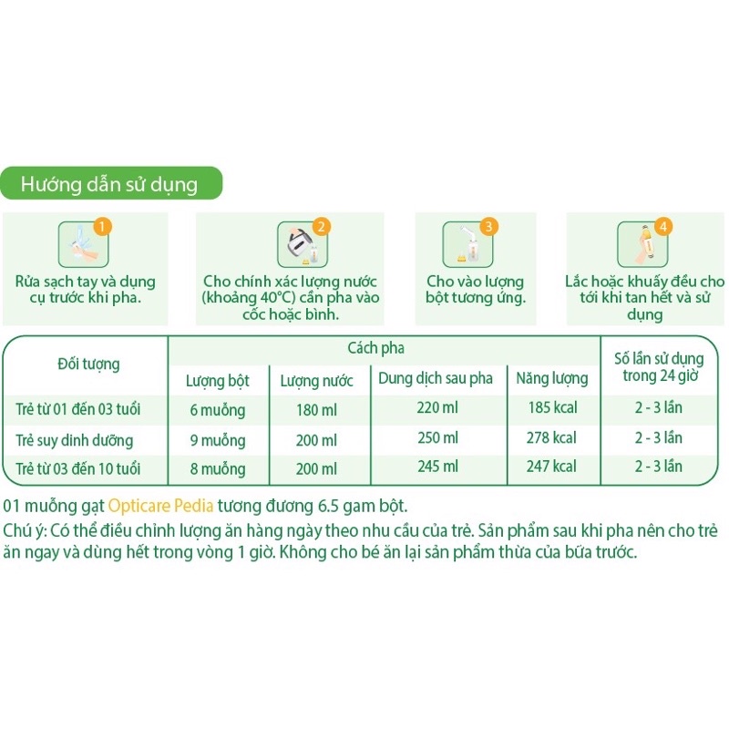 Sữa Opticare đủ số Infant/ Pedia/ GrowIQ 380g, 850g