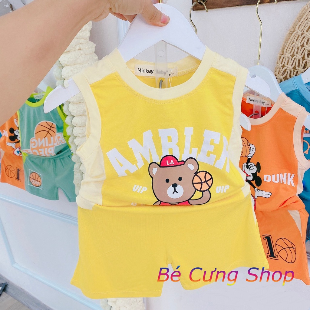 Bộ đồ ba lỗ cộc tay hàng MINKY MOM cho bé trai, bé gái từ 7kg đến 30kg