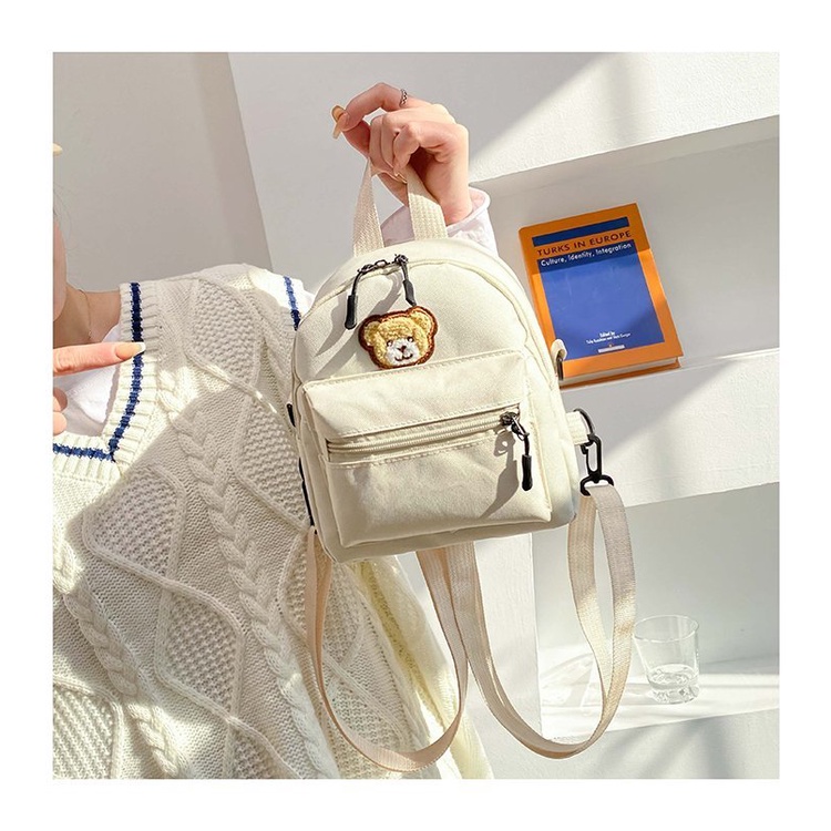 Ba Lô Vải Canvas Hình Gấu Hoạt Hình Đáng Yêu Cho Bé Đi Học/Du Lịch