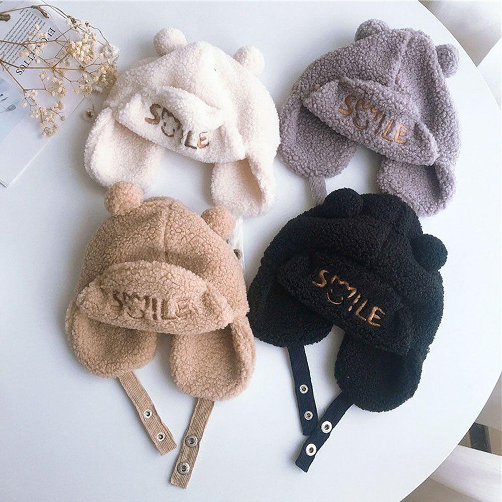 NIUYOU Mũ Len Lông Cừu Giữ Ấm Tai Gấu Xinh Xắn Cho Bé
