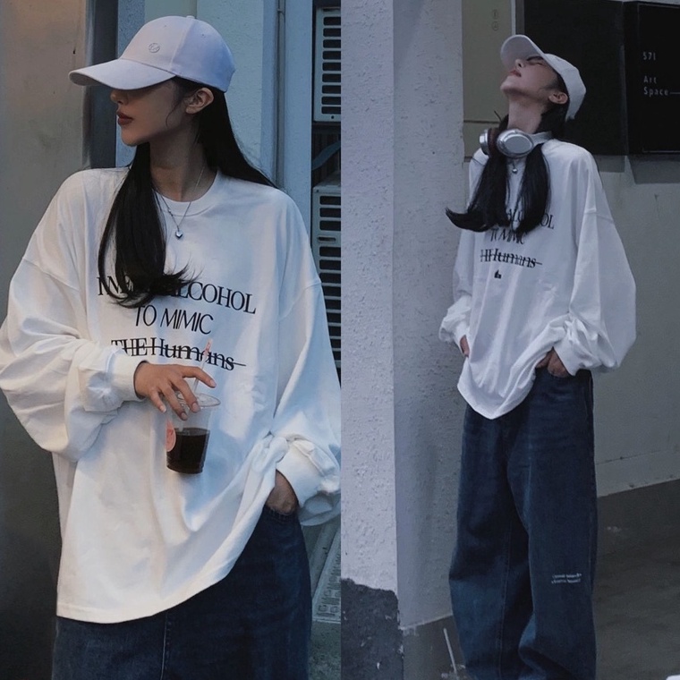 【ZHELIHANGFEI】Áo Thun Cotton Tay Dài Thiết Kế Đơn Giản Trẻ Trung Hợp Thời Trang