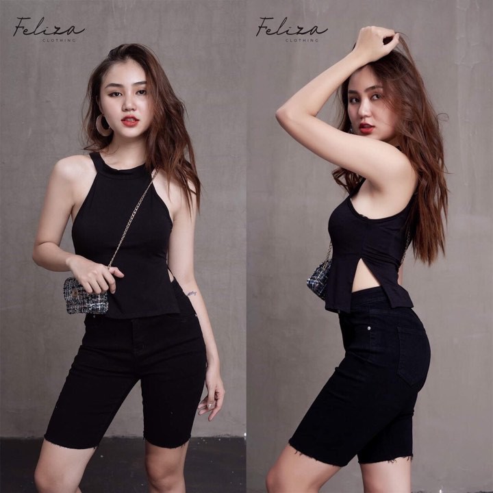 Quần jean nữ ngố co giãn cao cấp màu đen | BigBuy360 - bigbuy360.vn