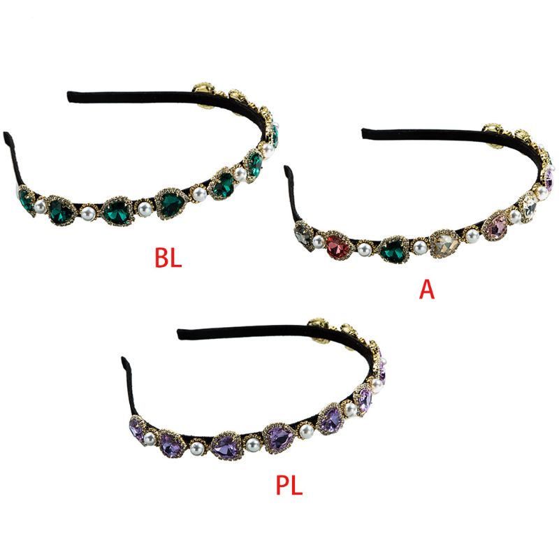 Cài Tóc Hợp Kim Đính Đá / Thủy Tinh / Ngọc Trai Hình Trái Tim Phong Cách Baroque Cổ Điển Cho Nữ