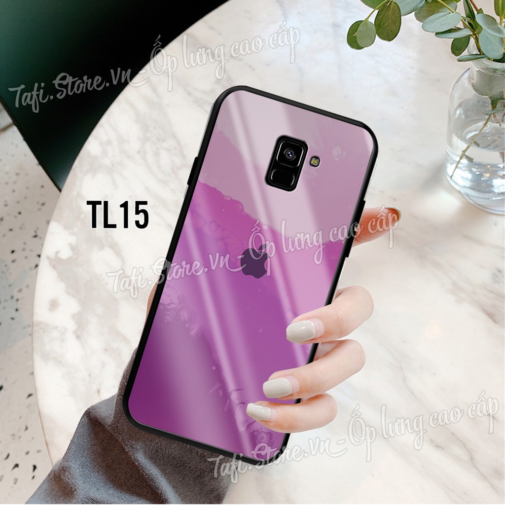 Ốp lưng Kính cao cấp Samsung A6/A6 plus/A8/A8 Plus hình Bầu trời, họa tiết logo iphone, lá phong cao cấp, sang trọng. 