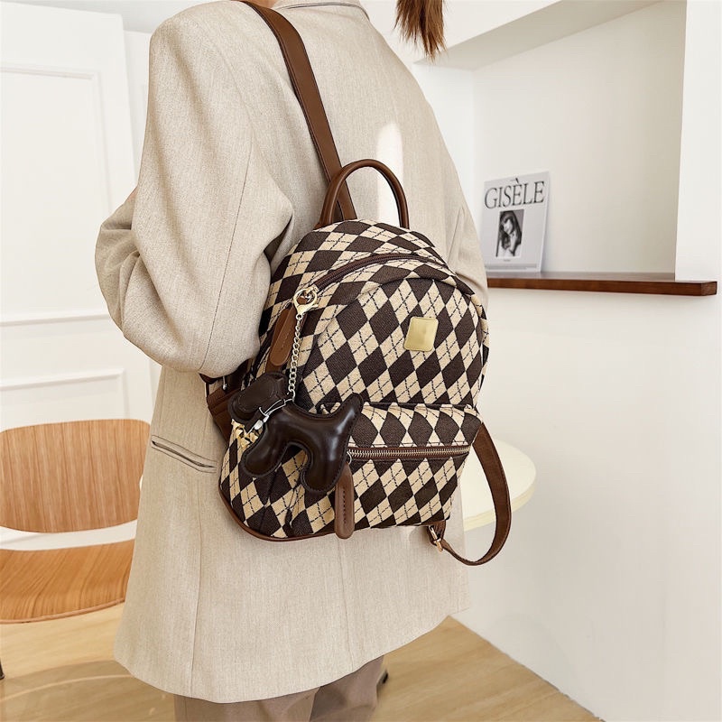 Balo mini kẻ caro thời trang nữ phong cách vintage chất lượng cao giá rẻ balo đi chơi du lịch phong cách hàn quốc bl002