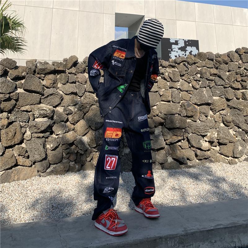 Quần Jean Dài Dáng Rộng Phong Cách hip hop Đường Phố Mỹ Thời Trang Cho Nam Và Nữ