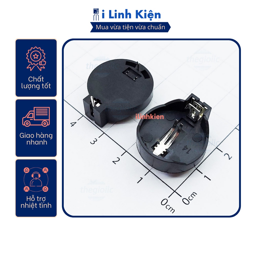 Đế pin CR1220 chân dán SMD, chân cắm DIP