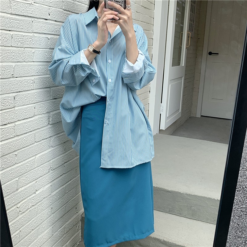 Áo sơ mi tay dài kẻ sọc thời trang thịnh hàng cho nữ