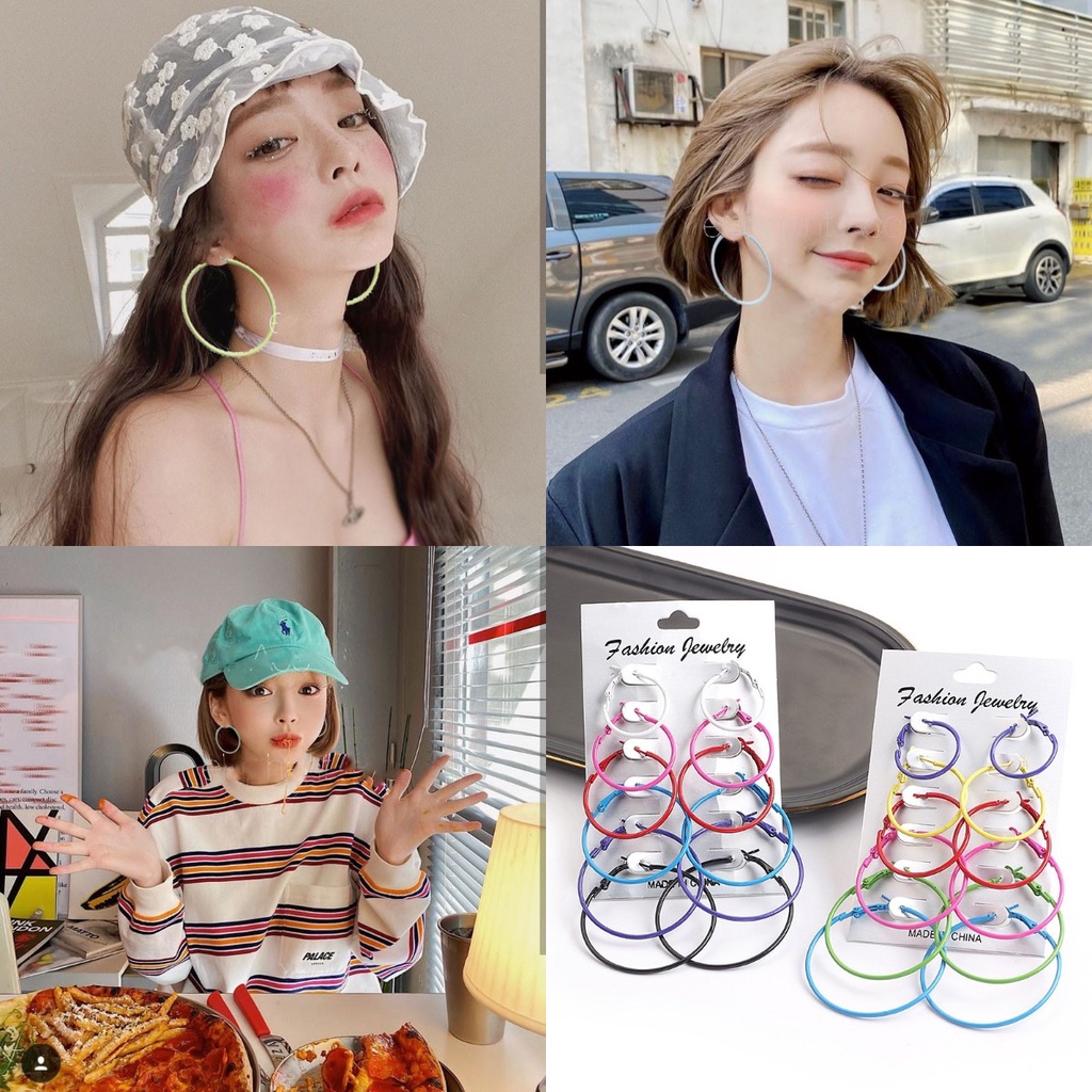 Set 6 Cặp Bông Tai Khoen Tròn Thời Trang Nữ