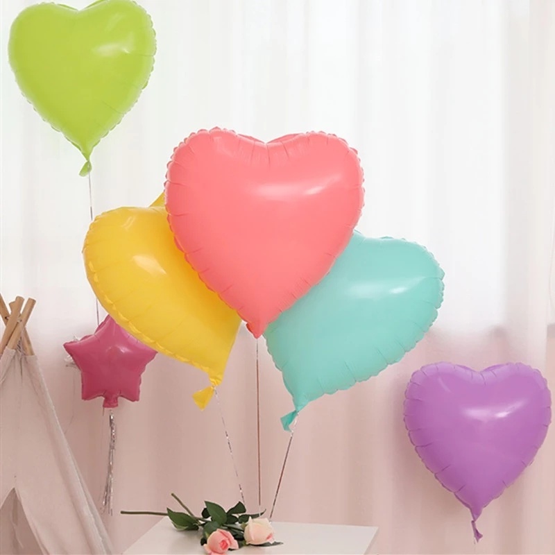 1 Bong Bóng Trái Tim 18 Inch Màu Sắc Kẹo Ngọt Xinh Xắn