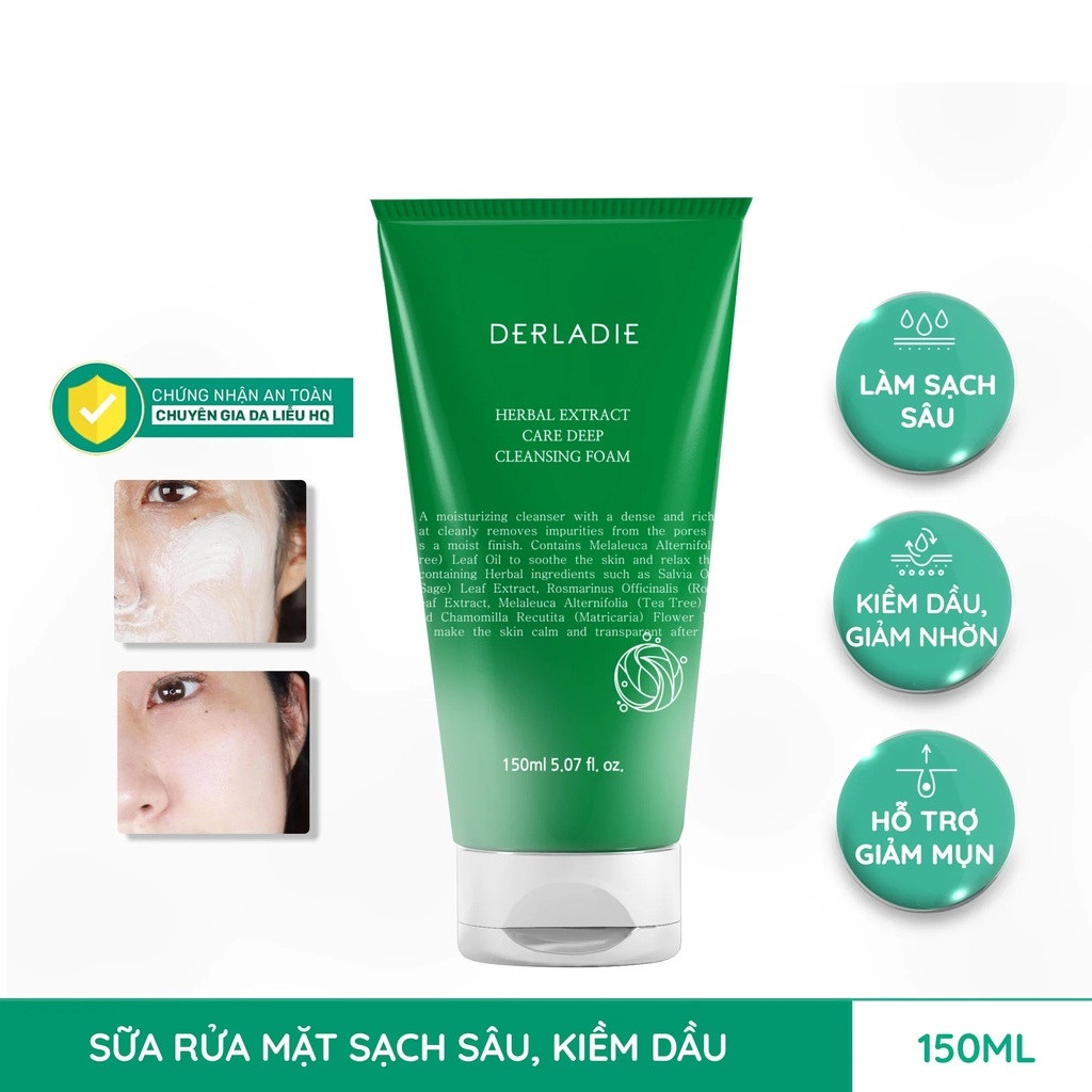 Sữa Rửa Mặt Derladie Herbal Extract Care Deep Cleansing Foam 150ml