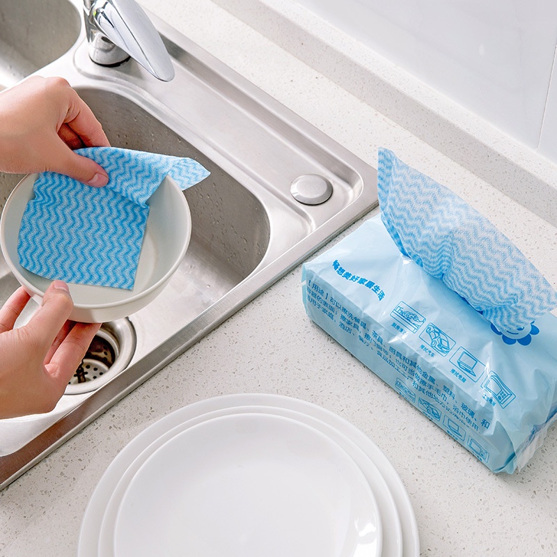 Set 80 Khăn Vải Không Dệt Lau Chén Dĩa Chống Dính Dầu Sử Dụng Một Lần Tiện Lợi