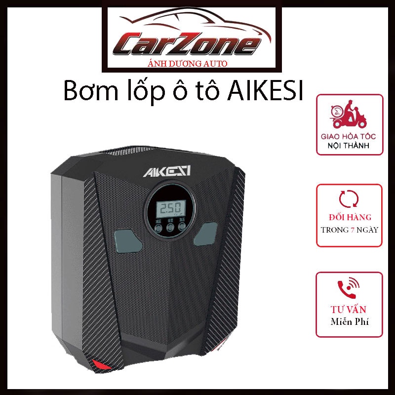 Bơm Lốp Ô Tô AIKESI, Bơm Xe Ô Tô Điện Tử Tự Ngắt - Kèm Đèn Pin Siêu Sáng