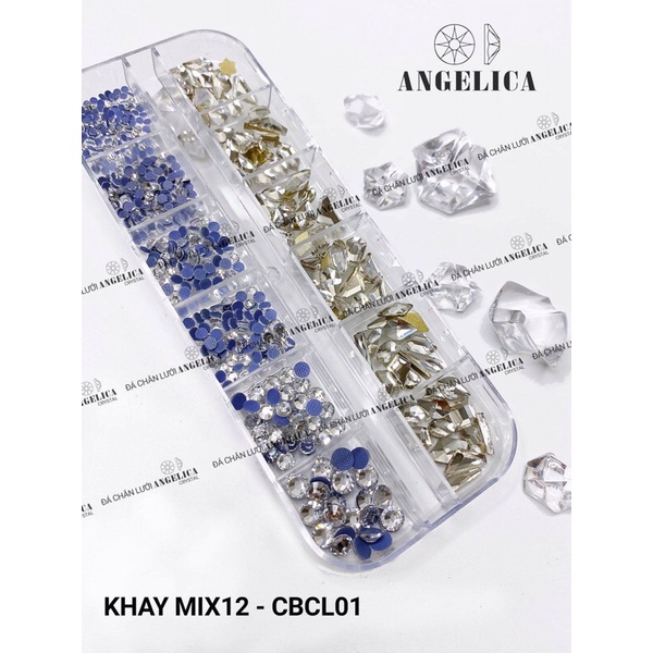 Khay đá chân lưới mix đá chân bằng 520 viên ANGELICA trang trí móng