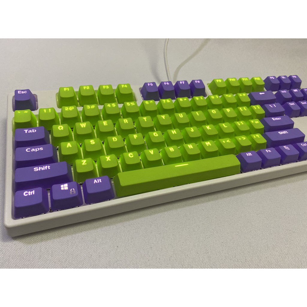 Bộ 87 Nút Bàn Phím Cơ Chơi Game Bằng Nhựa PBT Trong Suốt Màu Xanh Lá / Tím Cho Cherry MX