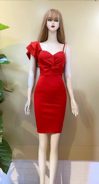 Đầm body 2 dây xoắn ngực cách điệu -Free size dưới 55kg -MS31B