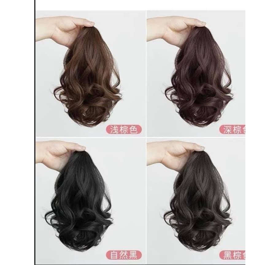 Tóc giả ngoặm kẹp đuôi tóc baby. Tóc giả ngoặm xoăn ngắn 32cm. Mã MO36