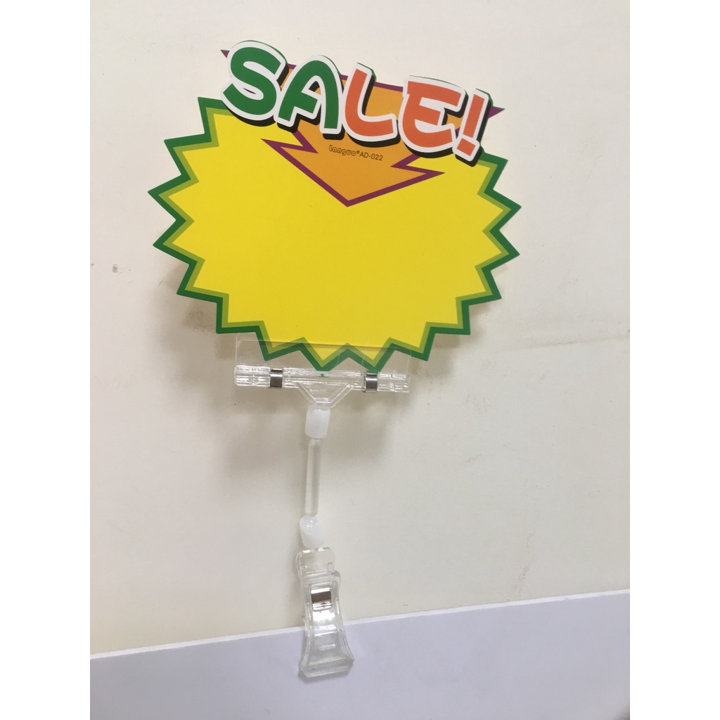 Kẹp wobbler giảm giá quảng cáo dùng tạo các shop, siêu thị, kẹp cùng giấy cứng size nhỏ hơn khổ A5