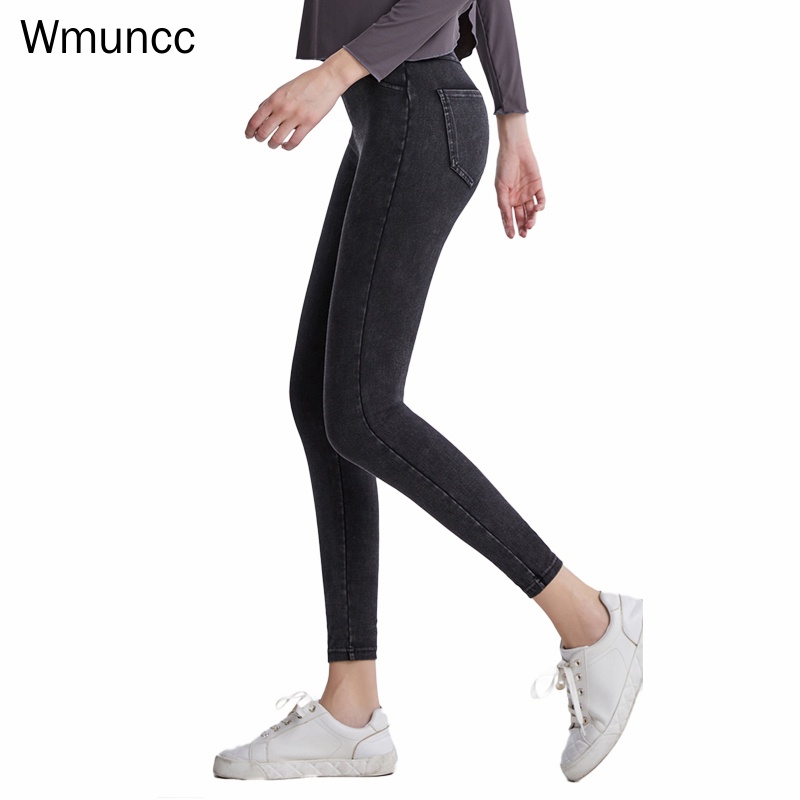 Wmuncc Quần Jean Tập Yoga Lưng Cao Phối Túi Đôi Thời Trang Trẻ Trung Cho Nữ
