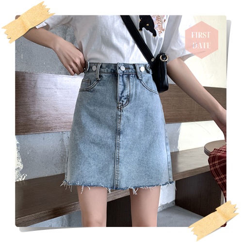 (SẴN) Chân váy bò chân váy Jean FIRSTDATE Thời Trang Nữ Hàn Quốc- chân váy bò chữ a ngắn dáng công sở trẻ trung | BigBuy360 - bigbuy360.vn