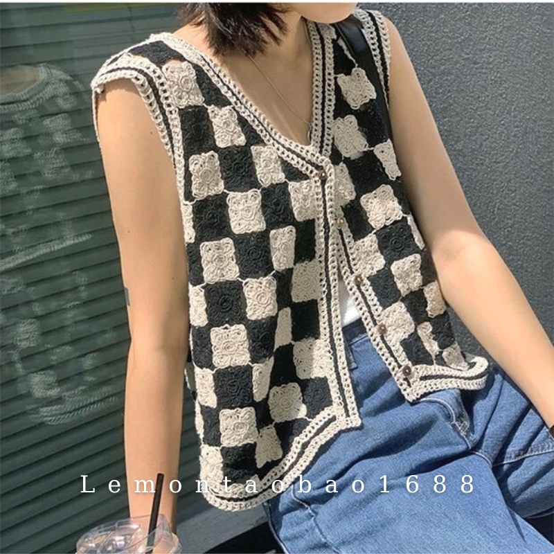 Áo Khoác Len Cardigan Không Tay, Kiểu Sợi Dệt Phong Cách Boho Cho Nữ LemonSt