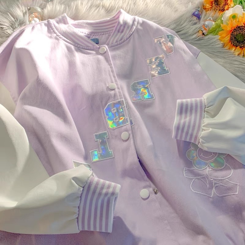 Áo khoác Bomber chữ lấp lánh nam nữ