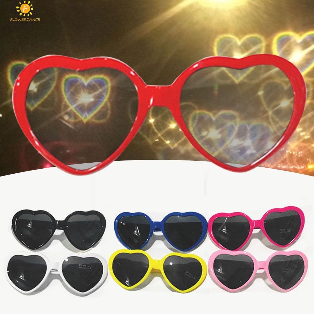 New Thời Trang Tình Yêu hình dạng kính mát với hiệu ứng đặc biệt Kính để xem Ánh sáng thay đổi vào một hình trái tim trái tim-Hình kính vào ban đêm FLOWERDANCE