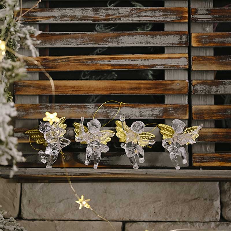 Set 4 Thiên Thần Trong Suốt Trang Trí Cây Thông Noel