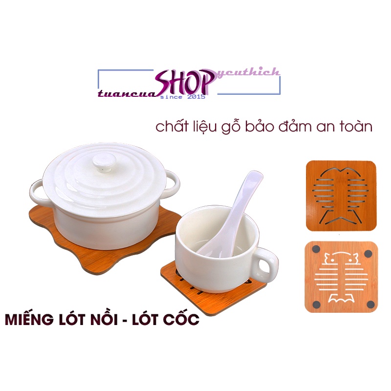 Đế Lót Nồi Gỗ, Lót Cốc Gỗ Cách Nhiệt - Tấm Lót Nồi Xoong, Chén Bát, Ly Cốc