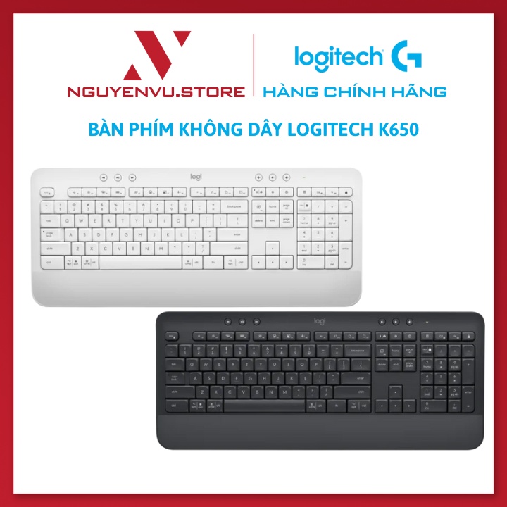 Bàn phím không dây có kê tay Logitech K650 - Bluetooth/2.4Ghz - Hàng chính hãng