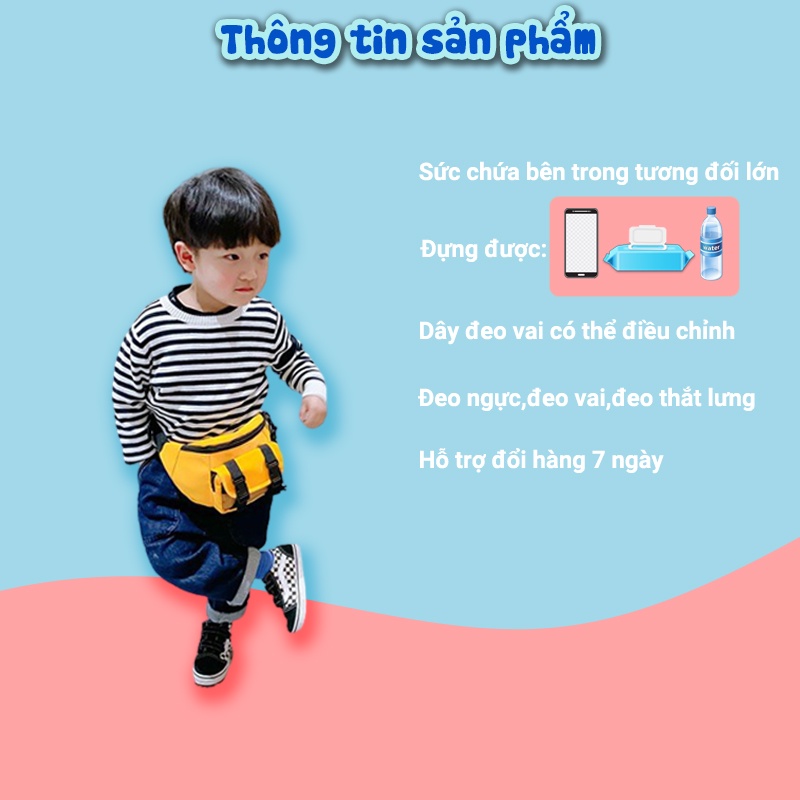 Túi đeo chéo bao tử  cho bé trai 1989KIDS phù hợp trẻ em từ 3 tuổi đeo ngực,đeo thắt lưng,đeo vai,phong cách hàn quốc