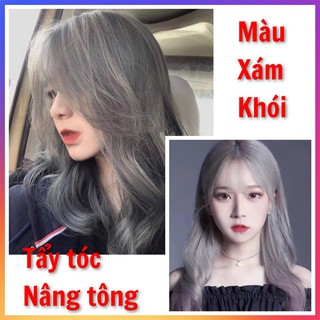 Thuốc nhuộm tóc màu XÁM KHÓI-Thuốc nhuộm tóc LAVOX 3D  Nano Collagen siêu dưỡng+tặng kèm oxy trợ nhuộm và bao tay