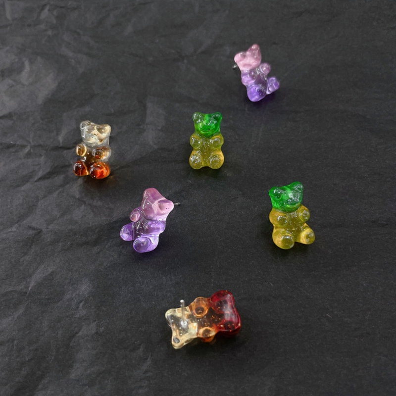 Set 6 Khuyên Tai Hình Gấu Gummy Hoạt Hình Nhiều Màu Sắc