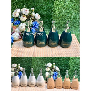 Set bình sứ xịt in chữ gốm sứ Bát Tràng