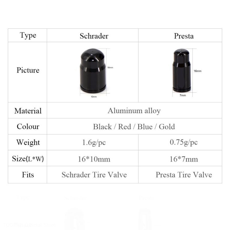 Bộ 2 nắp van bánh xe đạp Toopre có nắp đậy chân không