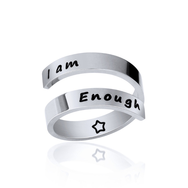 Nhẫn Trang Sức Khắc Chữ I am Enough Thời Trang