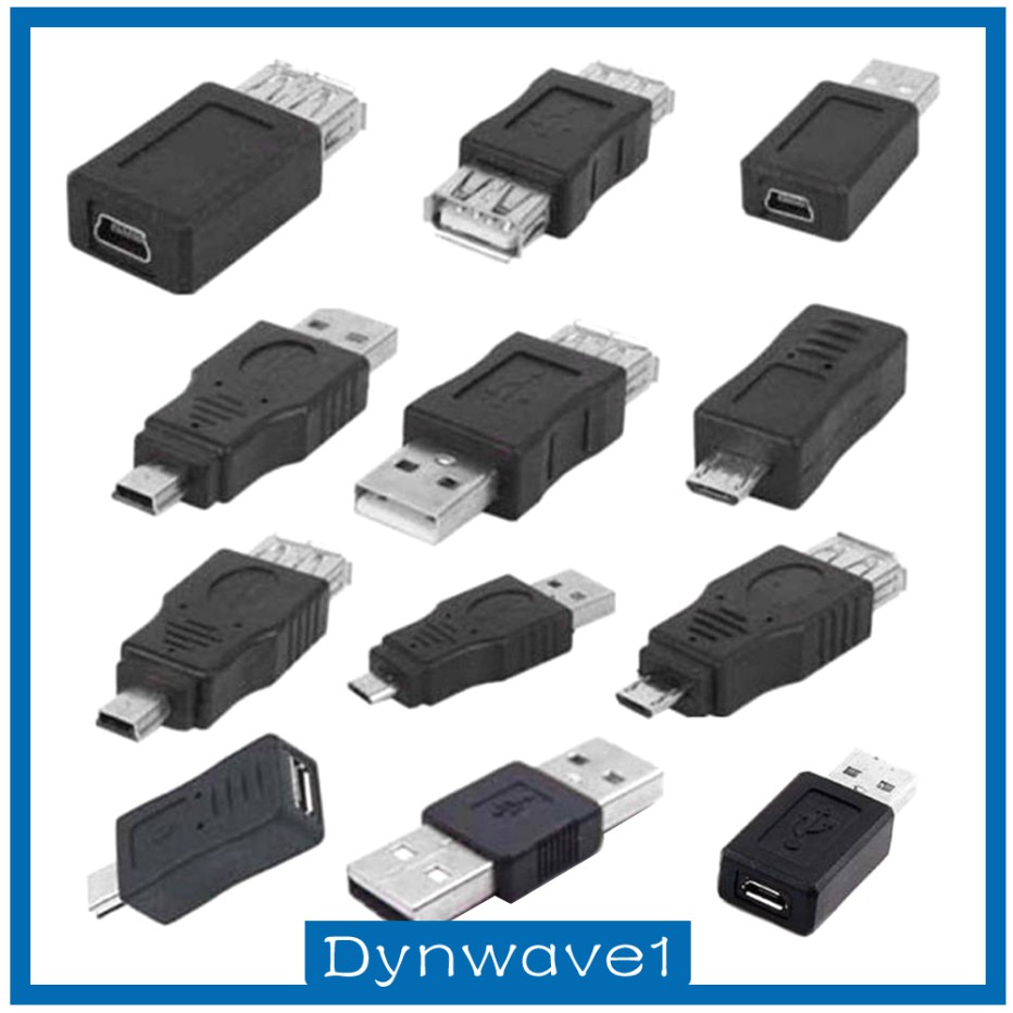 Set 1 / 12 Đầu Chuyển Đổi Otg Usb 2.0 A Male Sang Female Micro-b Mini-b