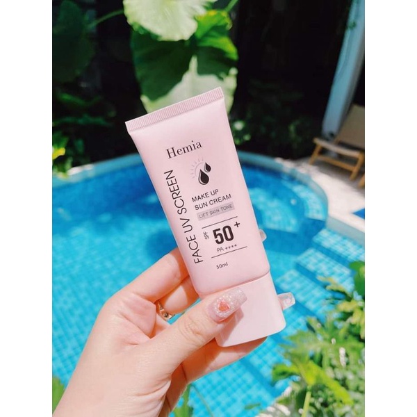 Kem chống nắng Hemia Hàn quốc, bảo vệ da SPF 50+, makup tự nhiên, thấm nhanh, da mịn màng