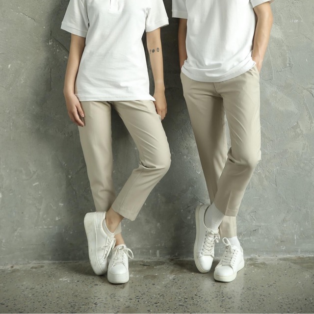 Quần Baggy vải kaki nam cạp thường INSIGHT form slim màu be