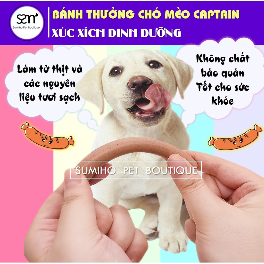 Xúc xích cho chó mèo Captain (15g/cây) (Bò/gà/vịt)