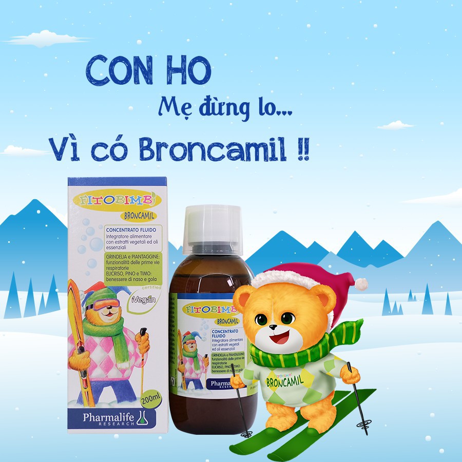 Broncamil - Hỗ trợ giảm ho đờm, ho do lạnh, viêm họng, viêm phế quản (Chai 200ml)